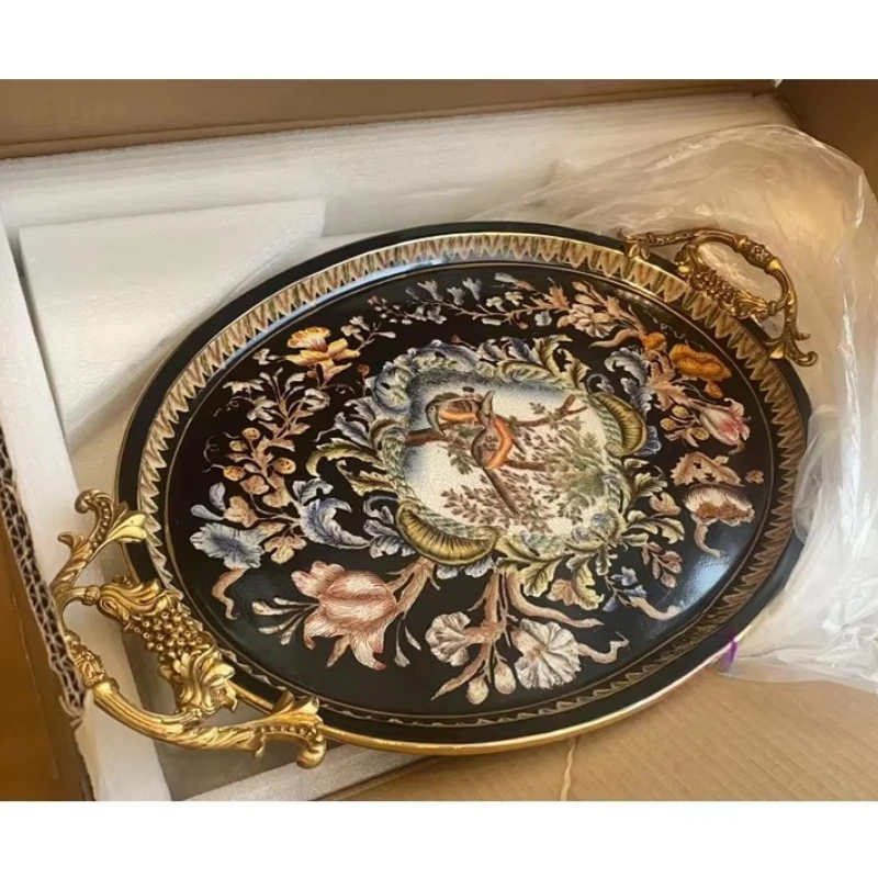 

French antique handmade porcelain desktop tray home decoration, storage fruit tray home decoration accessories