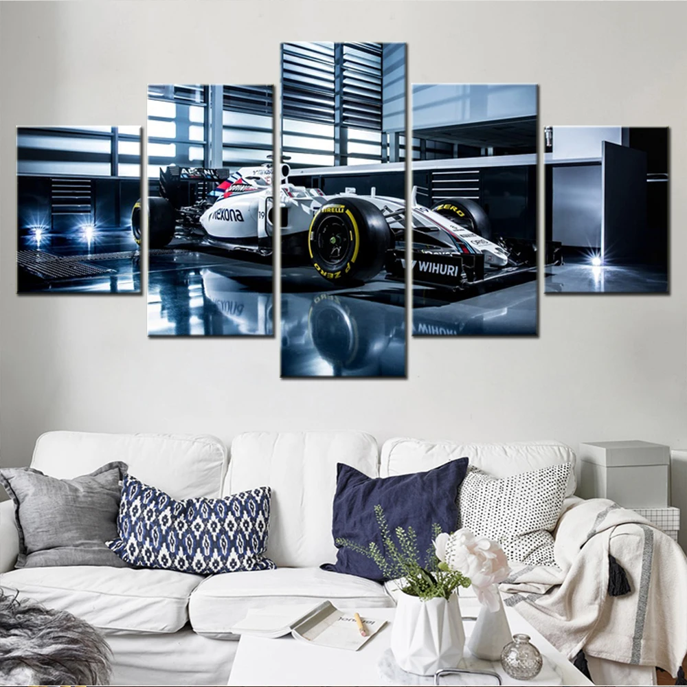 

5 Pieces Canvas Wall Arts Formula 1 Cool Car Poster Painting Wallpaper Home Decor Picture Print Artwork For Living Room Artwork