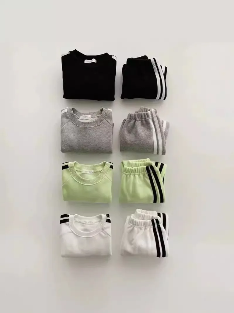 

2025 Autumn New Baby Long Sleeve Clothes Set Kids Boys Girls Solid Sweatshirt + Pants 2pcs Suit Toddler Casual Sports Outfits