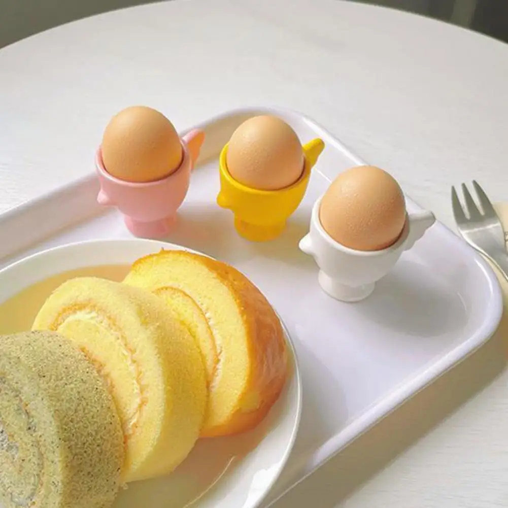 Egg Cup Heightened Base Non-Slip Handle Good Grip Makeup Sponge Holder Mini Breakfast Ceramic Egg Holder Dining Room Use 오믈렛