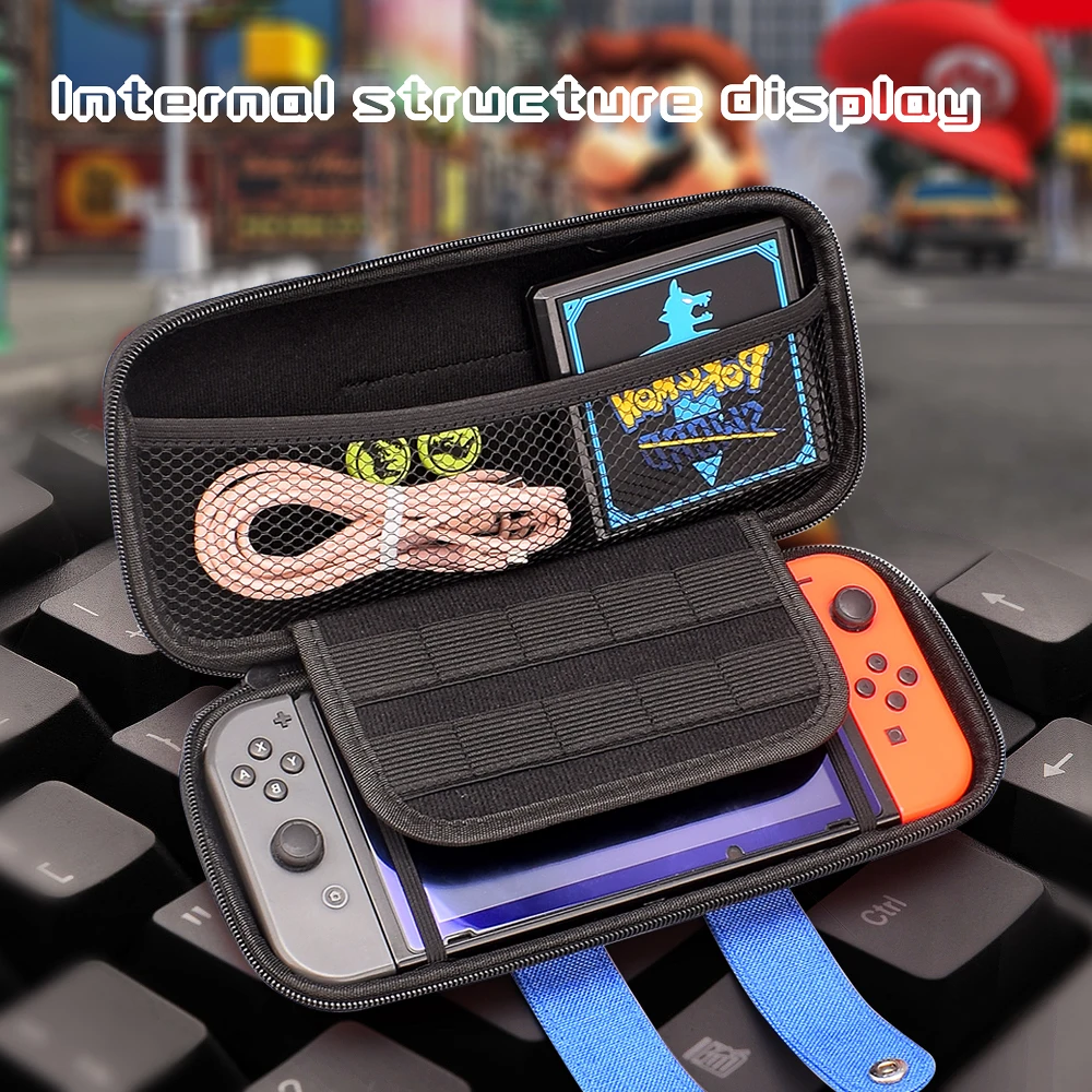 Travel Case For Nintendo Switch Console Portable Velvet Inner Carry Hard Shell Game Accessories Storage Pouch Bag Strap Handle