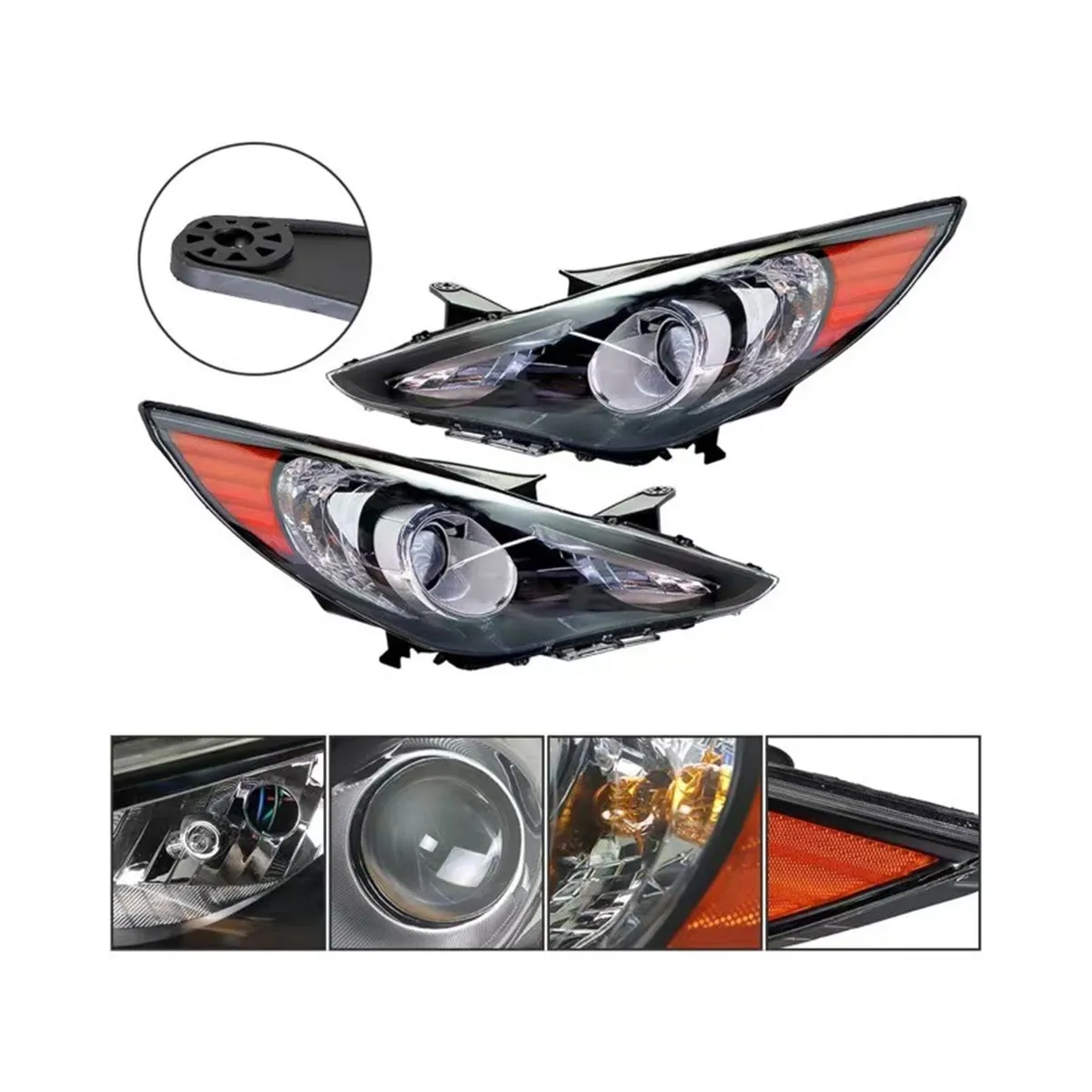 Korea version   Auto accessories Lamp for Hyundai 11-14 Sonata headlights Sonata original Halogen semi-assembly black  white