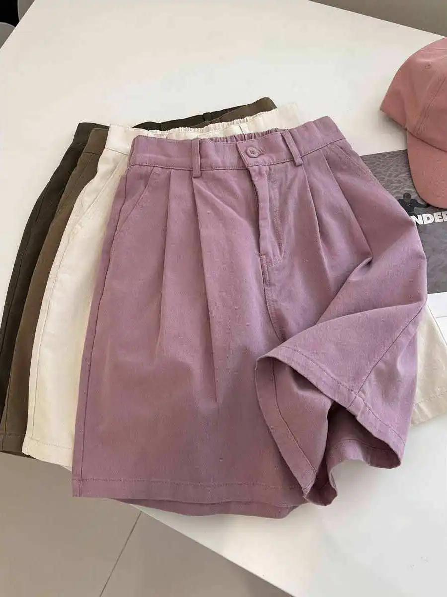 プラスサイズ カジュアル ルーズ ファイブクォーター オーツパンツ レディース プラスサイズ ニュートラル ワークウェア 無地 多用途 快適 オーツパンツ