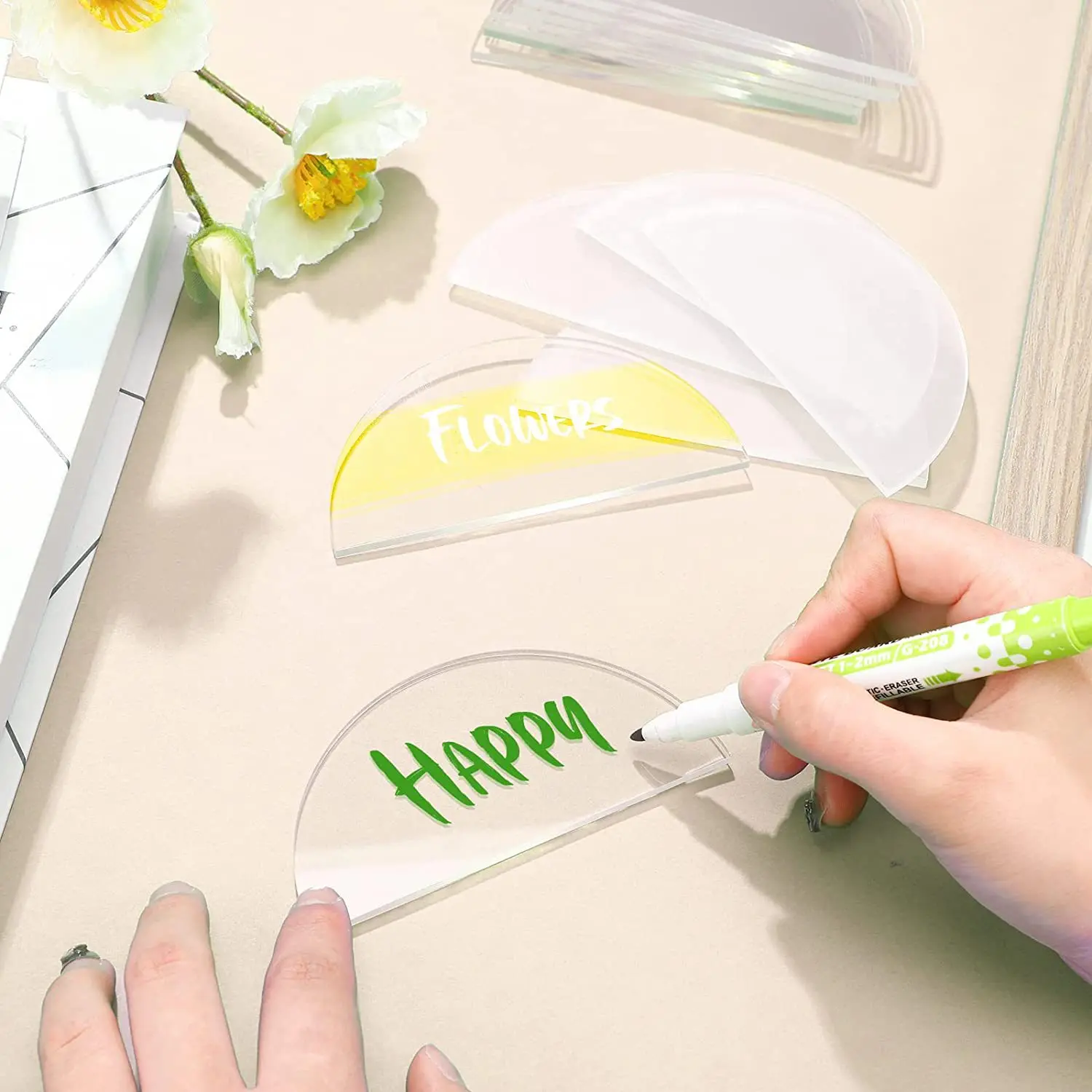 

30/50 шт. прозрачная акриловая свадебная карточка, пустая полукруглая акриловая табличка с номером стола, прием, событие, день рождения, ресторан