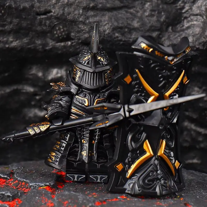 

Lego-Compatible High Tower Knight Building Blocks - Dark Prison Golden Halberd Soul Warrior Guard, Educational Toy Gift for Boys
