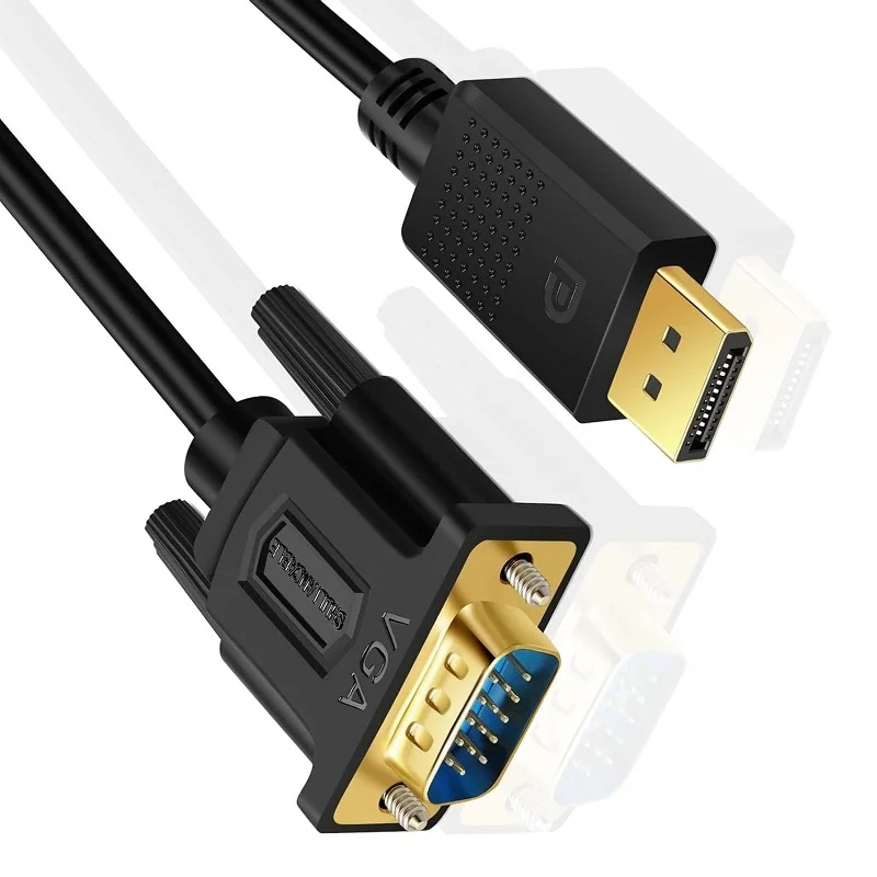 DisplayPort to VGA Adapter DP to VGA Cable Male to Male Gold Plated Suitable for Computers, Laptops, Monitors, TVs, Projectors