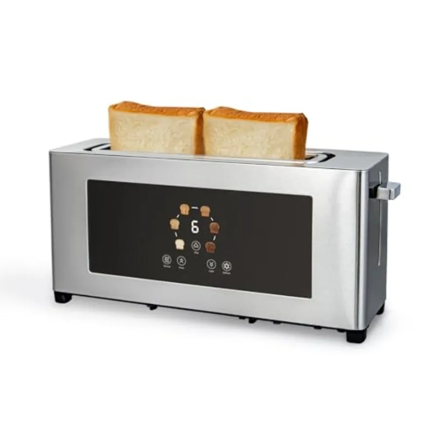 

2 Slice Toaster with Touch Screen Slim Toaster For Long Slice 1.6" Wide Slot 6 Browning Levels 1000W Fast Heating Slim Stainles
