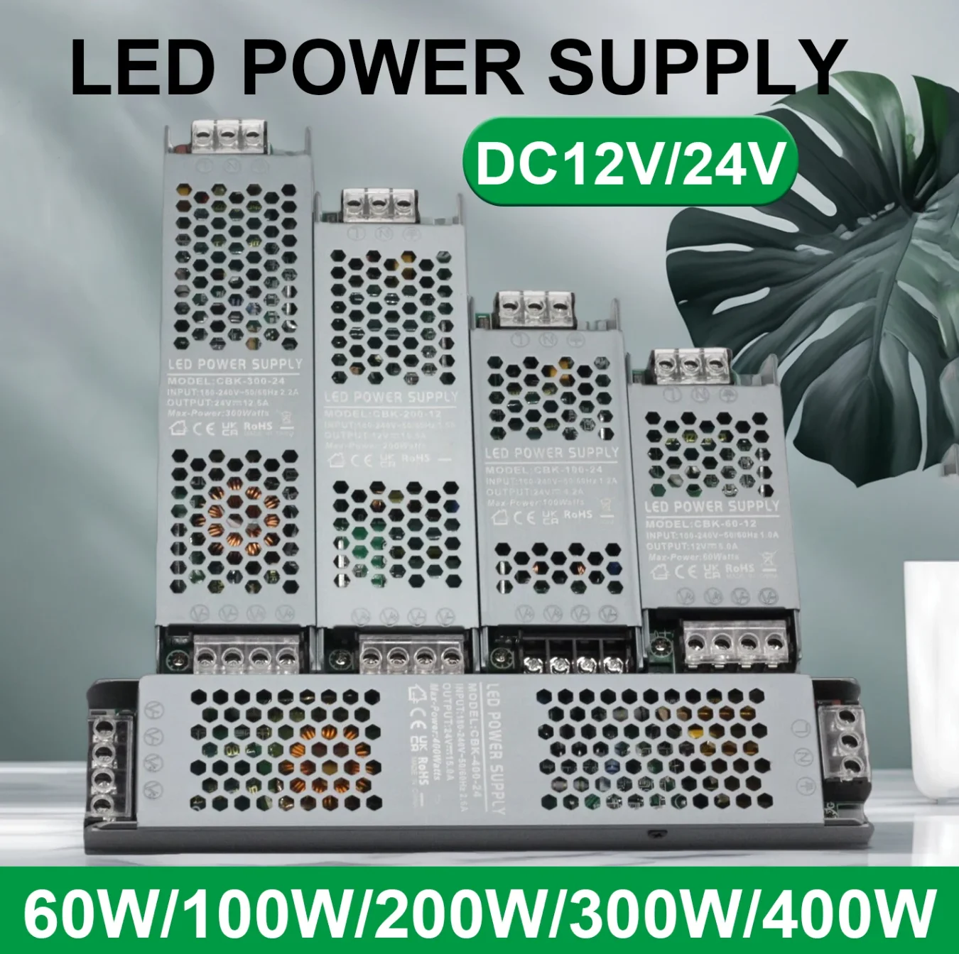 

Трансформатор осветительного оборудования AC100-240 60Вт, 100Вт, 200Вт, 300Вт, 400Вт, блок питания для светодиодов DC 12В, 24В, подходит для светодиодных светильников.