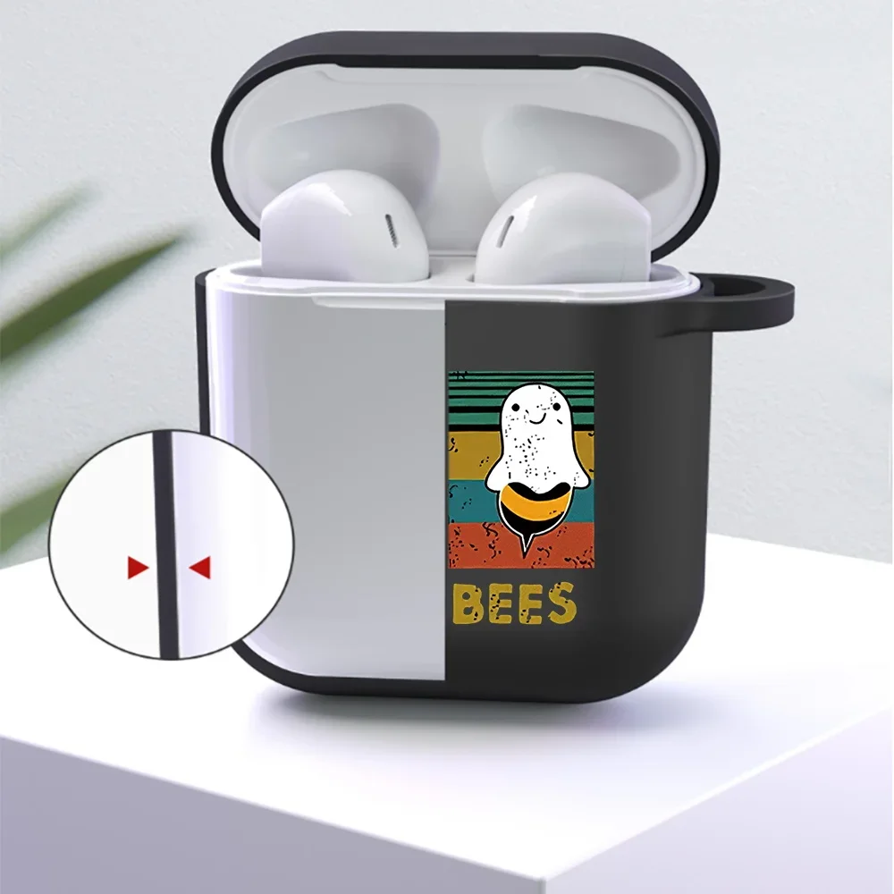 Apple Airpods第1/2世代用シリコンケース,ブラック,Bluetoothワイヤレスヘッドフォン用保護カバー,アンチドロップ