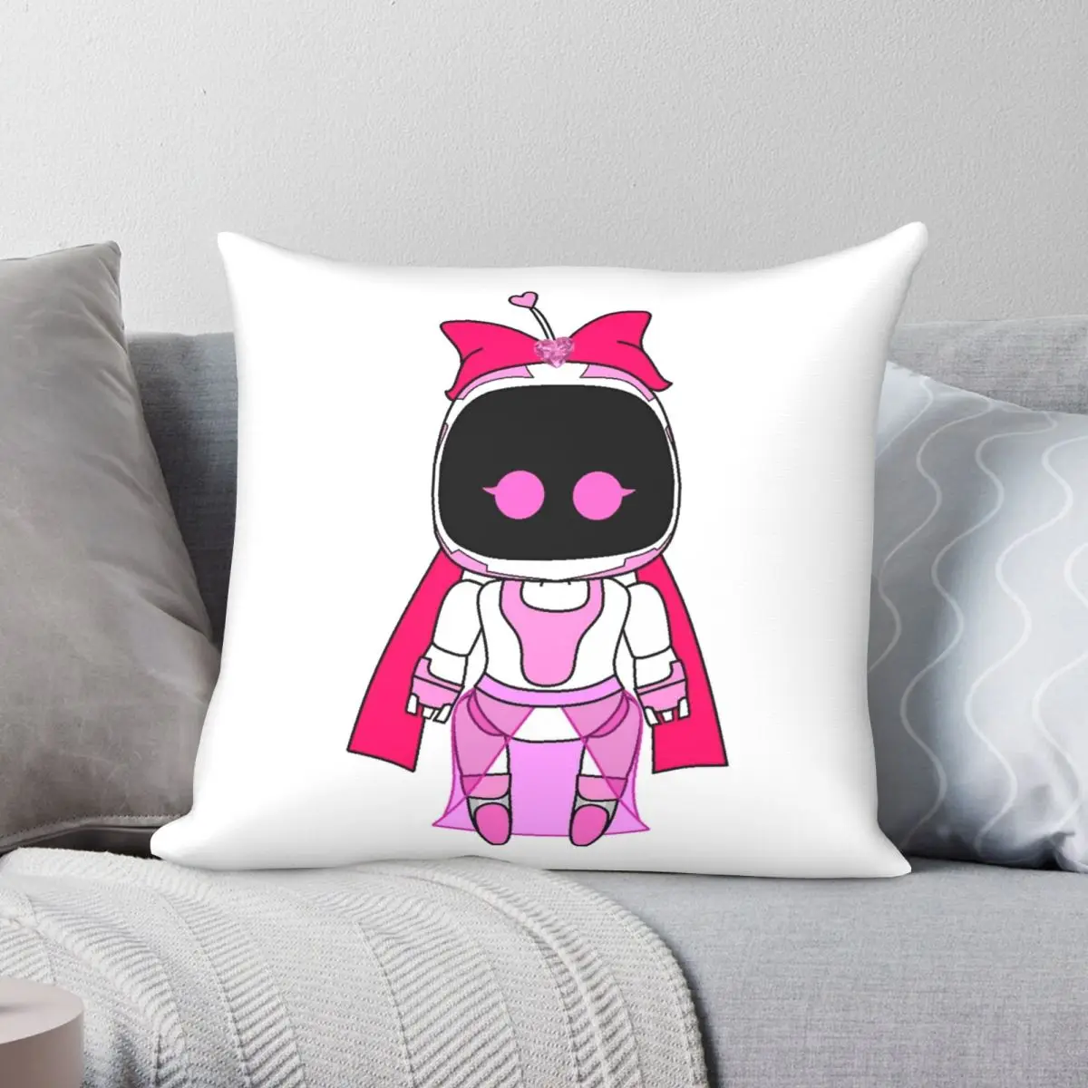 Pink And Cute Astrobot Pillowcase Polyester Linen Velvet Pattern Zip Decor Pillow Case Car Cushion Cover