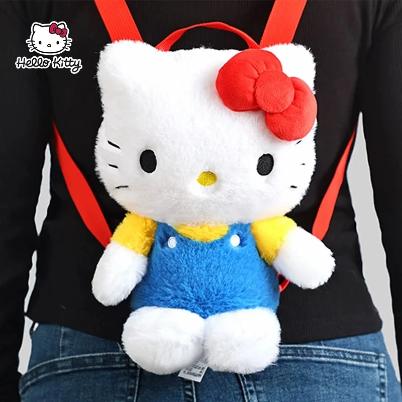 

Hello Kitty Cute Cartoon Girly Style Plush Backpack Daily Travel Matching Zipper Bag Perfect Gift For Bestie Birthday Present