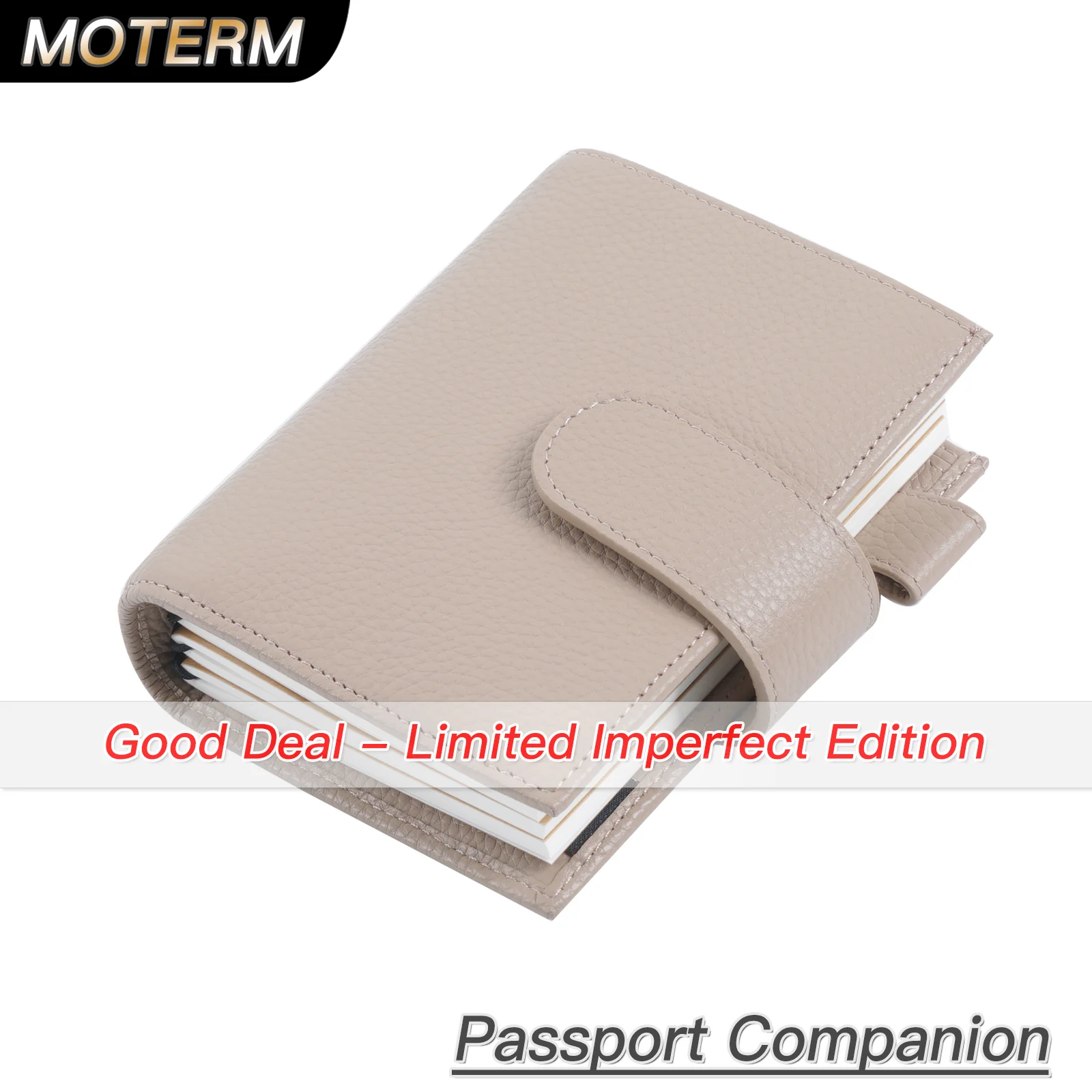 Limited Imperfect Moterm Companion Travel Journal Passport Size Notebook Genuine Cowhide Organizer with Double Snap Closure