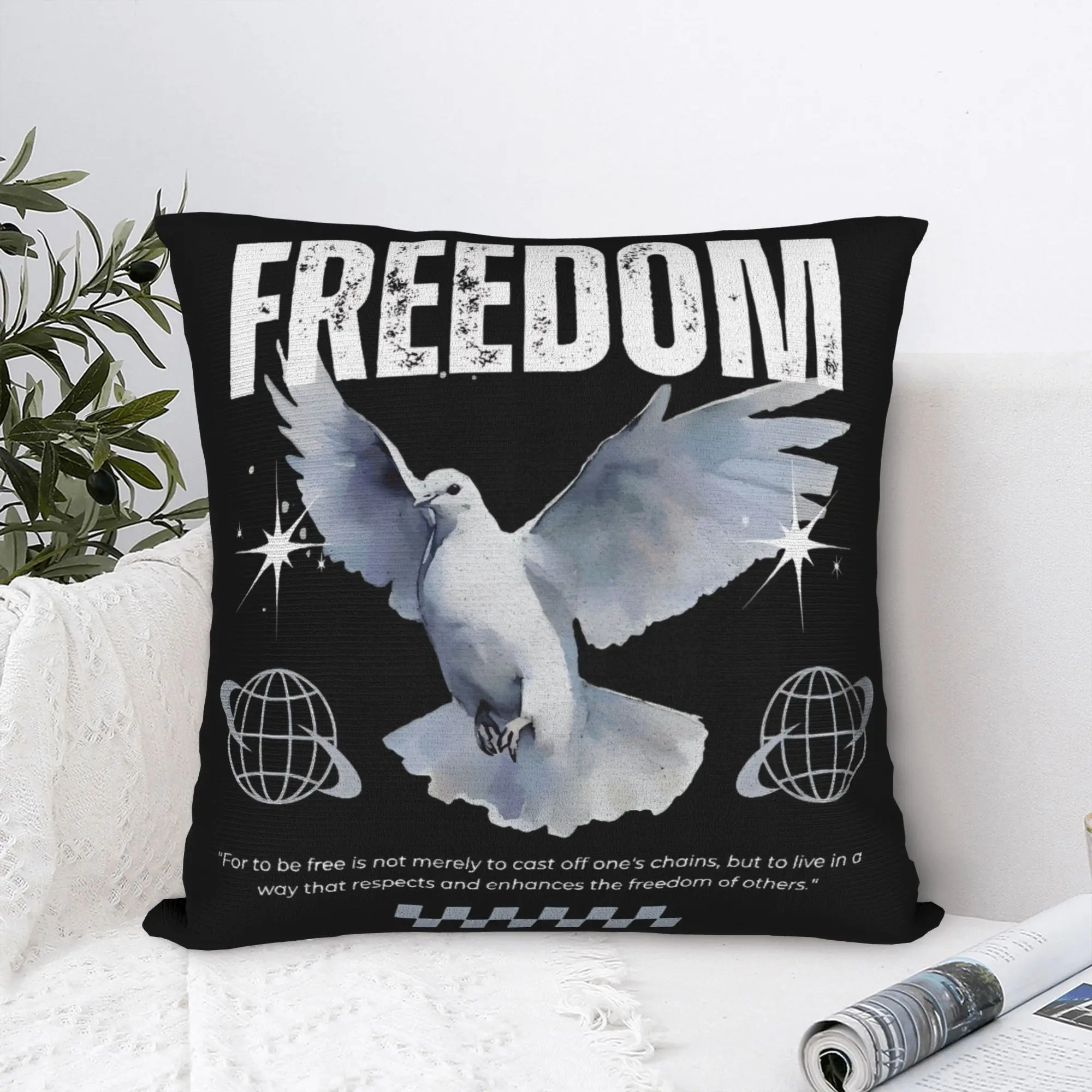 Printing Freedom Dove-of-Peace Symbol Pillowcase Polyester Cushion Cover Gift Arabic Throw Pillow Case Cover Home Zippered