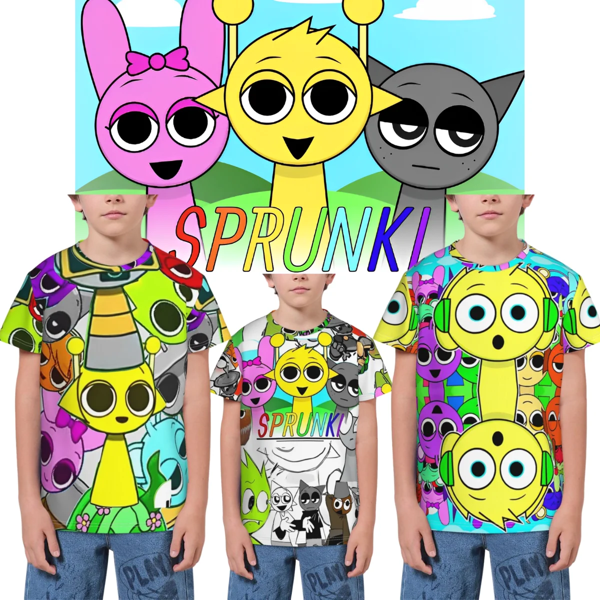 3D Sprunki Soft Comfy T-Shirt Summer keyword1 Casual T-Shirts Novelty Tee Shirt For Girls Boys Graphic Top Tees Dropshipping