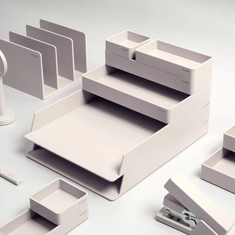 A Set ABS Desktop Office File Storage Box Document Trays Desk Organizer set Office