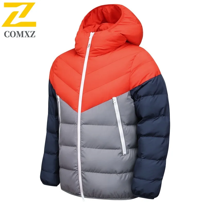 COMXZ Outdoor Ultra Light Filled Jacket 2025 Men Work Thick Warm Parka Premium Hooded Journey Cold Proof Winter Cotton Coat