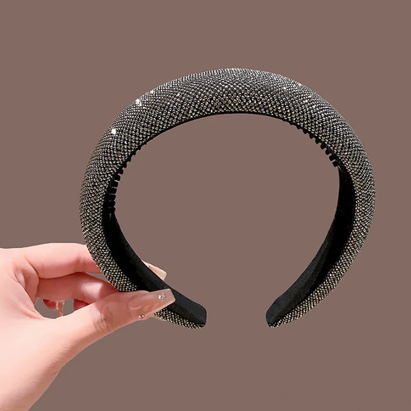 Luxury Full Diamond Headband Sparkly Rhinestone Wide Hairbands Women Elegant Hair Hoop Ladies Banquet Hairstyle Decoration