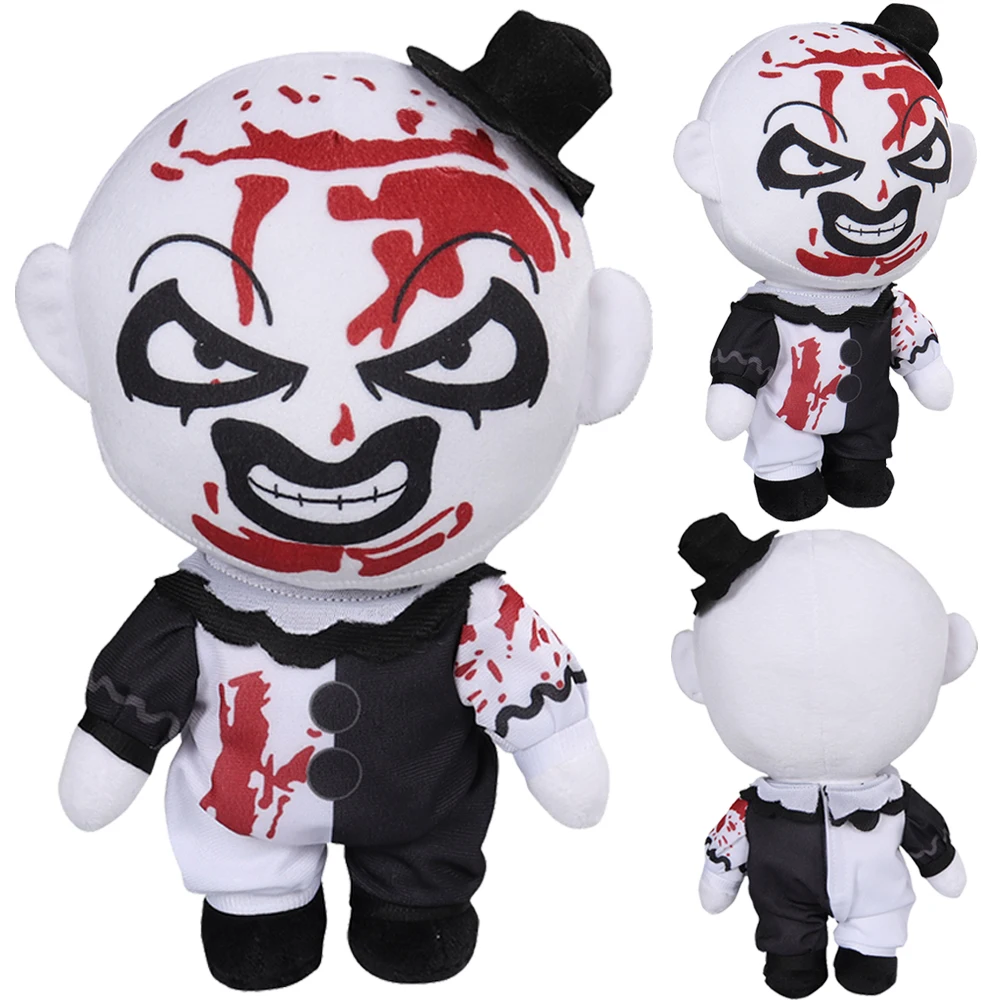 Art the Clown Plush Cosplay Terrifier Cosplay Plush Doll Cartoon Soft Stuffed Mascot Costume Birthday Halloween Carnival Props