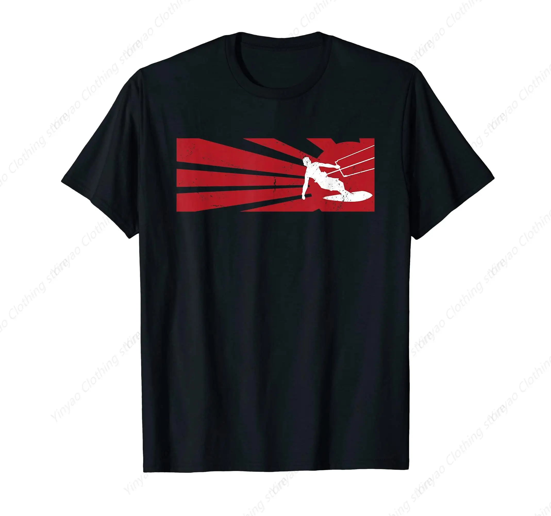 Kite Surfing Retro Surfing Enthusiast Sports Men's T-Shirt Cool Red Printed Men's Cotton