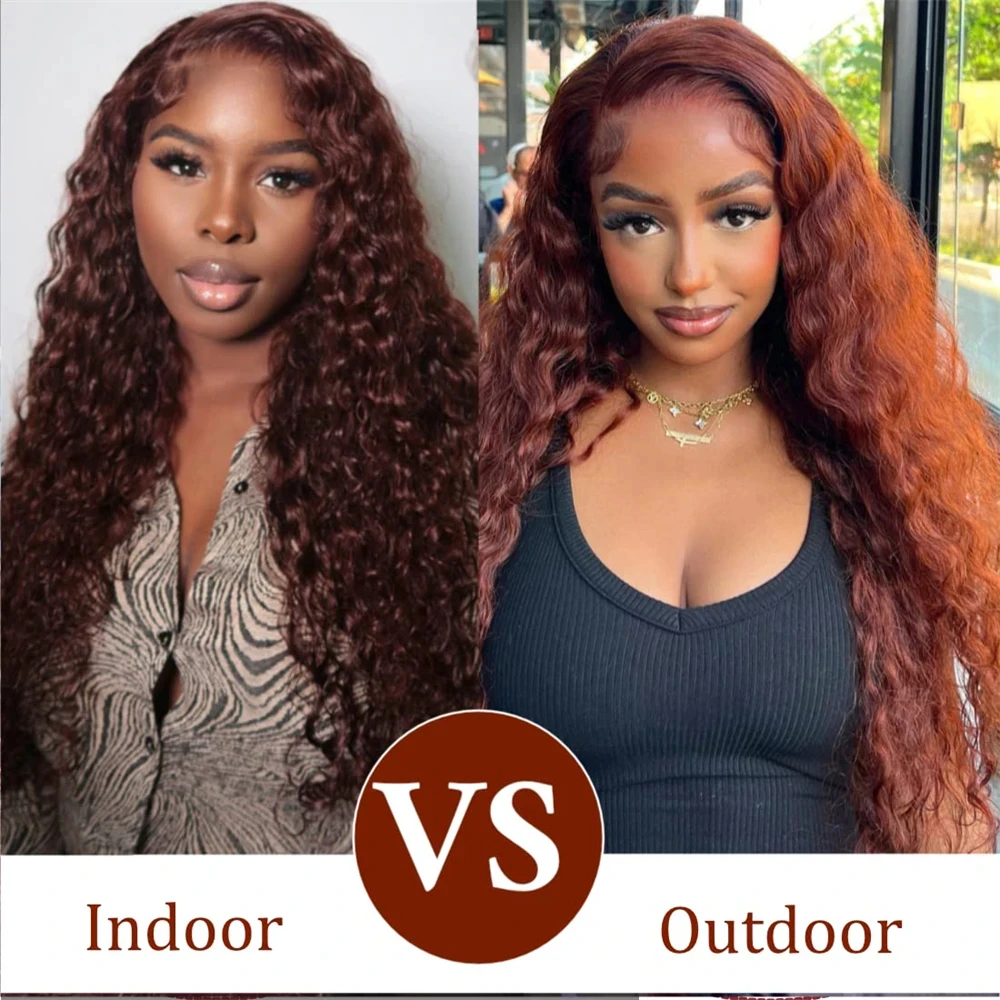 Reddish Brown Water Wave 13x4 Lace Front Wigs Human Hair for Women 13x6 Lace Frontal Wig Human Hair Pre Plucked Colored Wigs