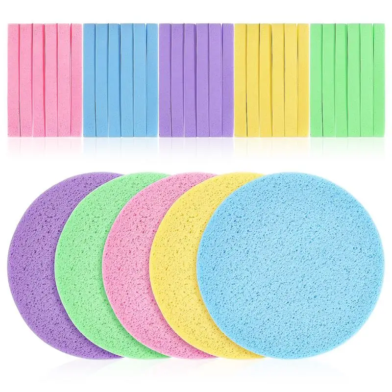 

120Pcs Facial Cleaning Sponge Makeup Cotton Pads Face Compressed Sponges Washing Makeup Cleansing Exfoliating Removal Sponges