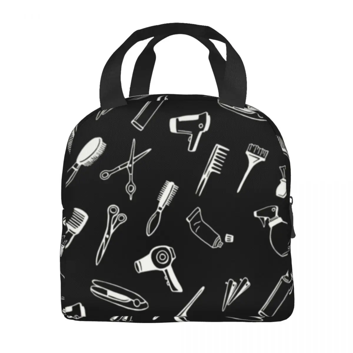 Custom Hairdresser Hairstylist Insulated Lunch Bag for Camping Travel Scissors Comb Brush Waterproof Thermal Cooler Bento Box