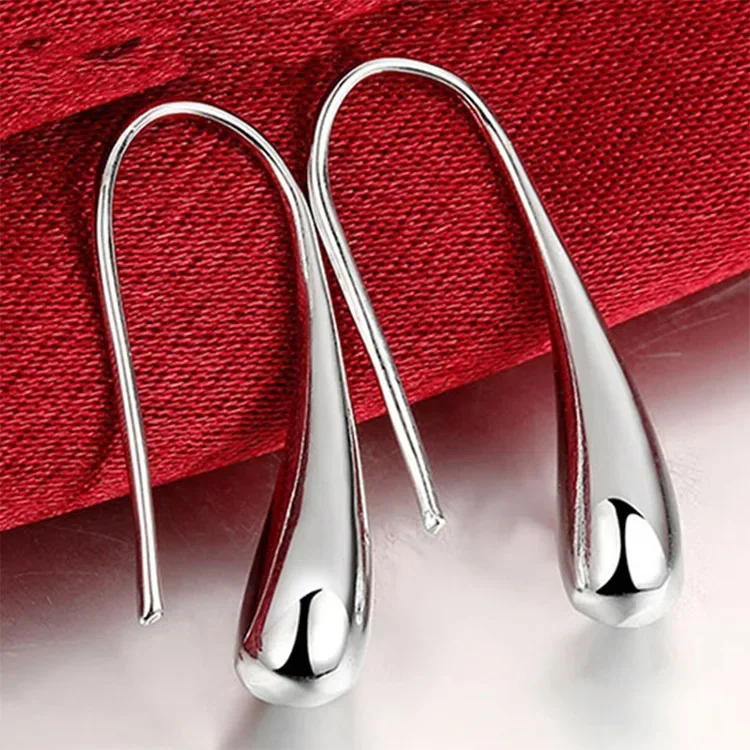 S925 Sterling Silver Needle Earrings Ring Bracelet Set for Women Fashion Elegant Water Drop Four-piece Jewelry Set Wedding Gifts