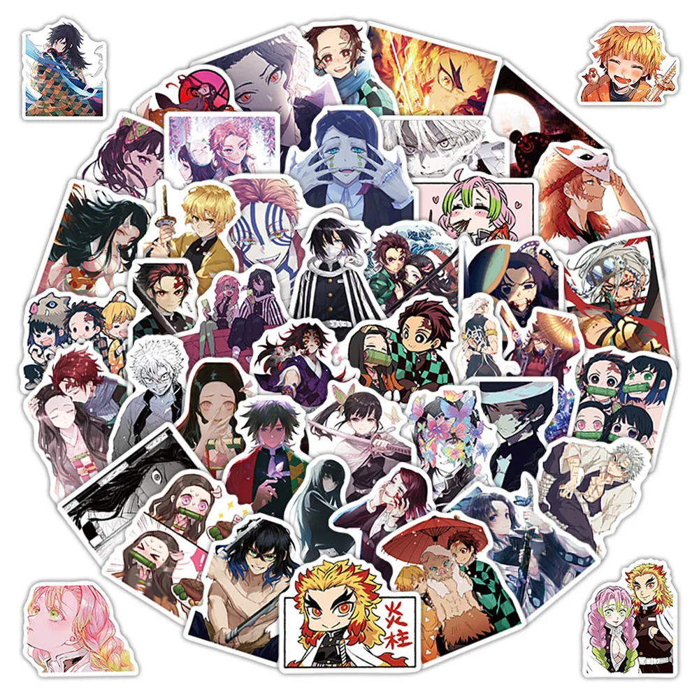 

50pcs Demon Slayer Graffiti Stickers Waterproof Decals Stickers For Laptop Phone Ipad Thermos Skateboard Diy Stickers Kids Gift