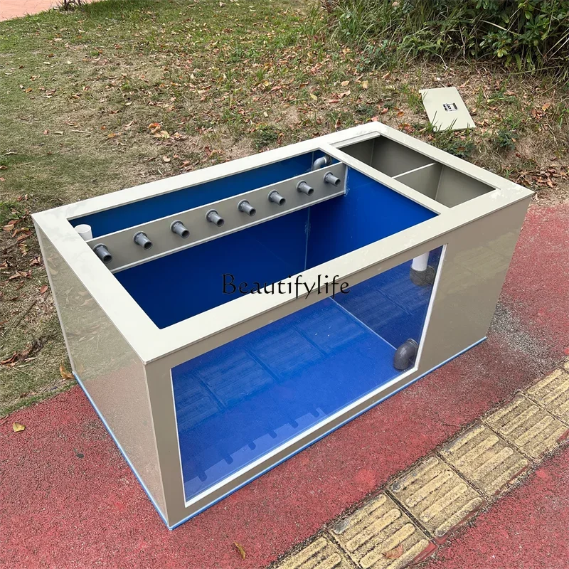 Outer Gray Inner Blue Side Filter Ornamental Transparent Fish Pond Pp Plastic Super White Glass Breeding Fish Box