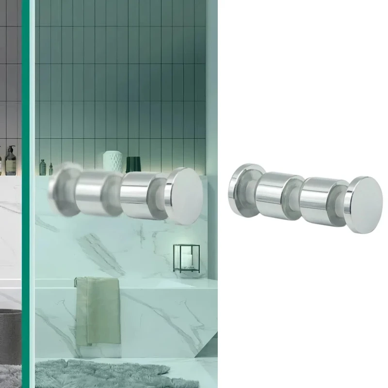 Kensharp Modern Bathroom Shower Handle Back to Back Double Sides Round Solid Glass Door Knob