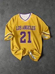 Los Angeles Number 21 Print Mens T-Shirt  Short Sleeve Sportwear Football T-Shirt Vintage Jersey Oversize Tees Men Clothes