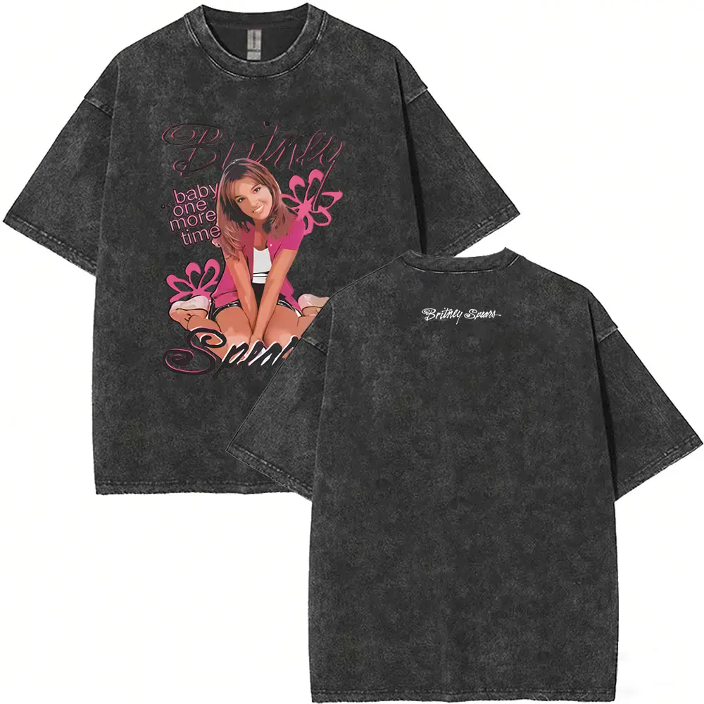 

Washed Vintage Britney Spears Baby One More Time Album Graphic T Shirt Men Women Casual Retro Oversized Tshirt Unisex Streetwear