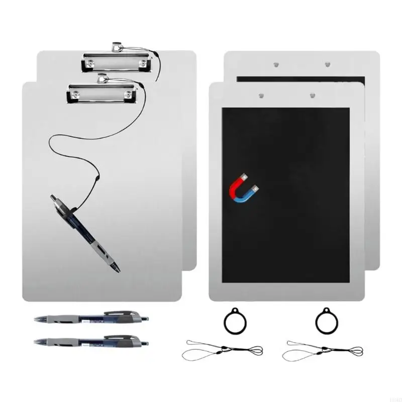 2 Piece Clipboard Set, with Letter Size Writing Board Metal Clip, Lanyard for Checklists and Office H8WD