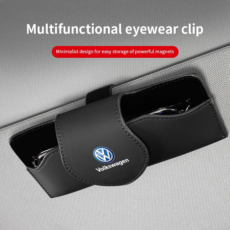 Sun Visor Sunglasses Storage Box Car Interior Accessories For Volkswagen T-ROC R Polo Beetle Tiguan GTI Arteon Jetta Bora R-Line