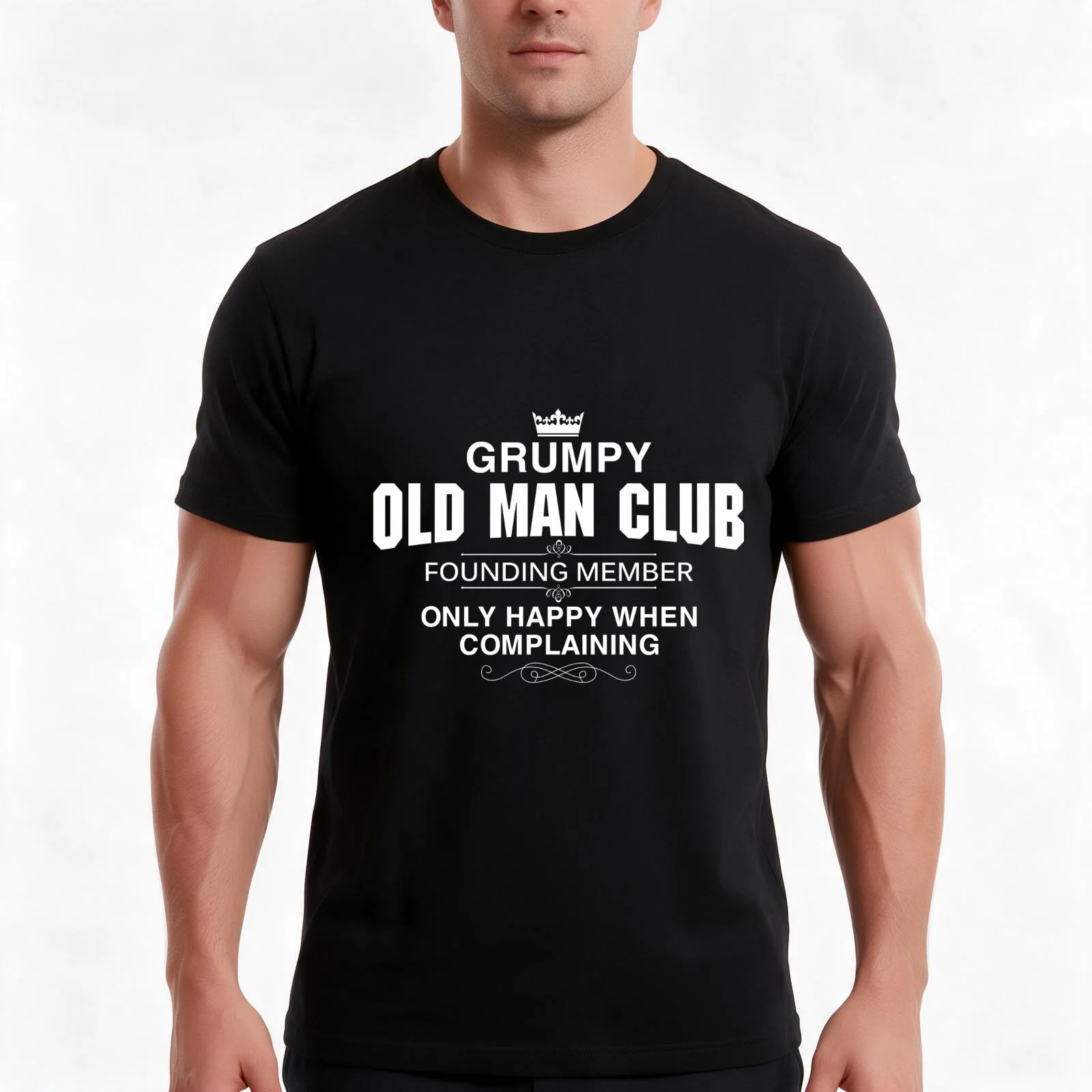 Grumpy old man club founding member only happy when complaining T-Shirt, Summer Casual Cotton Tee, Oversized Streetwear Tops