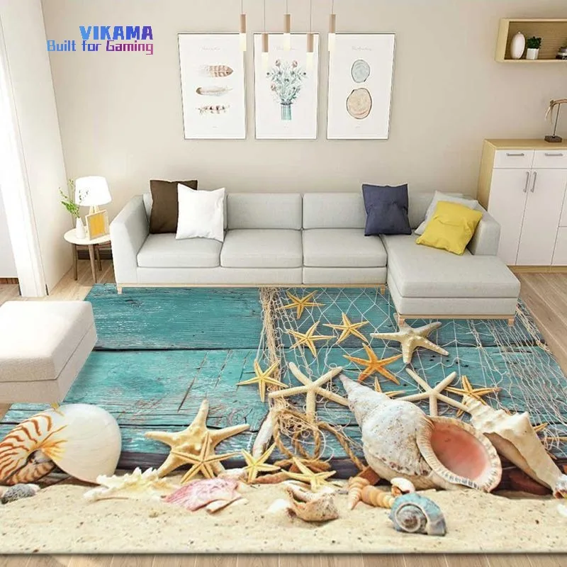 

VIKAMA Scandinavian Simple Modern Crystal Pile Carpet Ins Wind Seaside Beach Living Room Bedroom Bedside Blanket Home Decoration