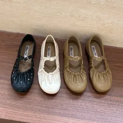 Bailamos New Women Flats Fashion Round Toe Ladies Elegant Dress Shoes Ballerinas Shoes Casual Slip On Mary Jane Shoes Mujer