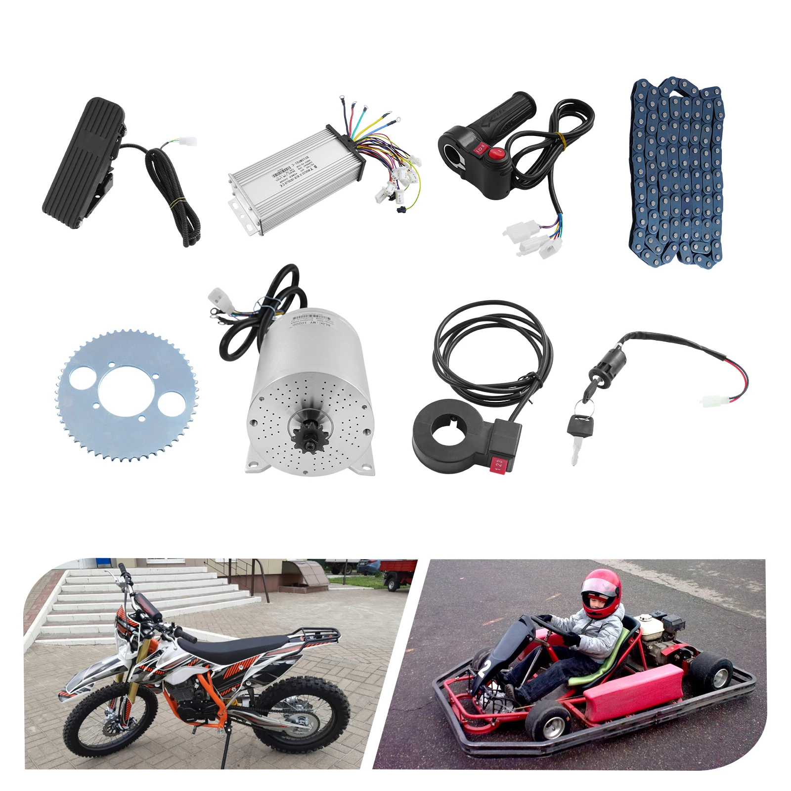 

2000W 60V High Speed Brushless DC Motor Conversion Kit 3 Speed Controller for E-Bike Scooter Go-Kart DIY Projects