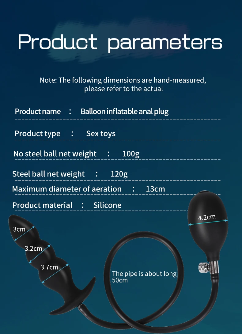 anal plug gonflable Inflatable Silicone Anal Plug - Black main image 1
