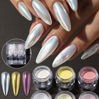 1/3Box Aurora Moonlight White Chrome Nail Powder Iridescent Pink Yellow Pearlescent Powder Mermaid Glitter Dust Decor
