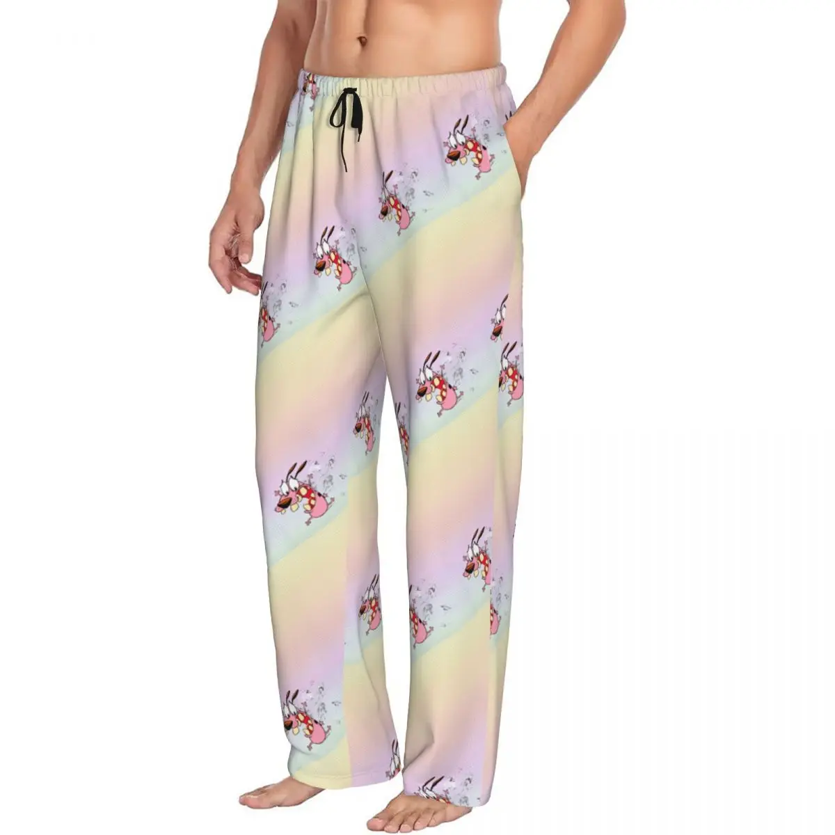 Custom C-Courage The Cowardly Dog Pajama Pants Sleepwear Men Elastic Waistband Sleep Lounge Bottoms with Pockets view 2