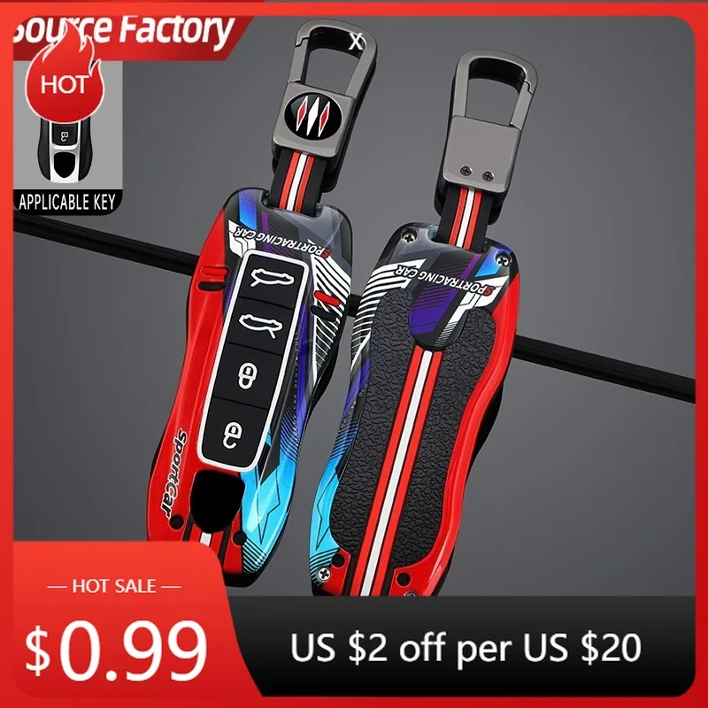 

Автомобильные наклейки, металлический + силиконовый чехол для автомобильного ключа, защитный чехол для Porsche Cayenne 718 MACAN Panamera 911 918 Boxster Ke