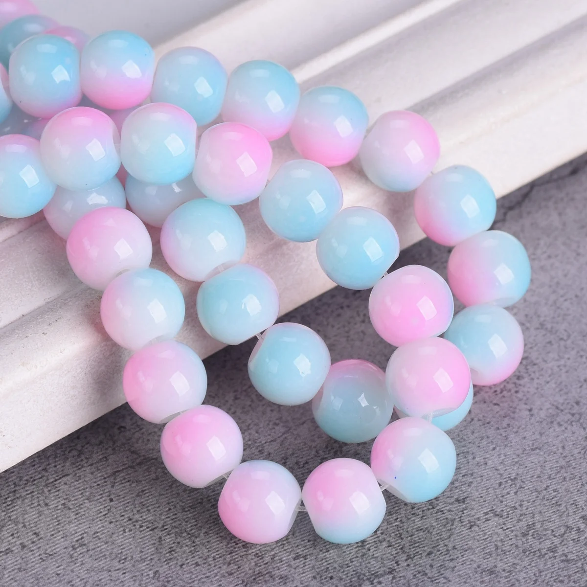 

20pcs Round 10mm Rainbow Color Opaque Glass Loose Beads For Jewelry Making DIY Crafts Findings