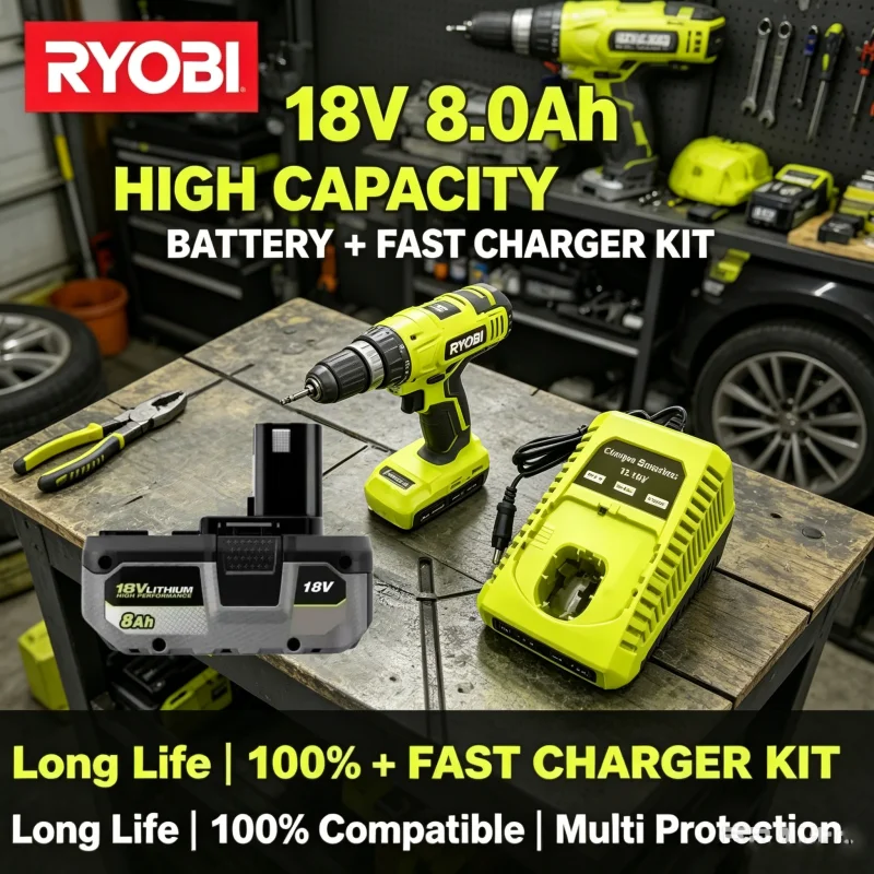 

New Version 18V Li-ion Battery No Memory Effect Universal Fit RYOBI P104 P107 P108 RB18L20 Original Replacement