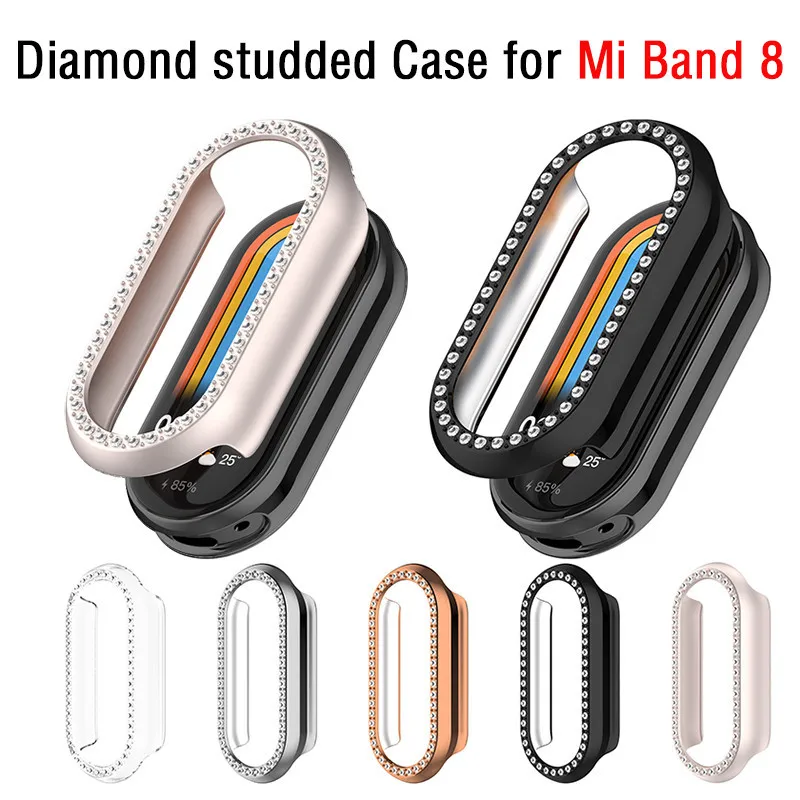 

Алмазный защитный чехол для Xiaomi Mi Band 8, защитный чехол из поликарбоната для MiBand 8, чехол, модные аксессуары