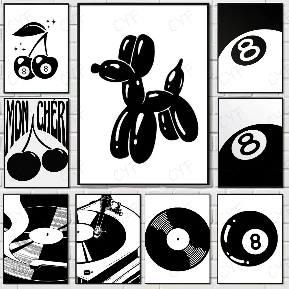 Black and White Billiard Record Player Poster High Quality Wall Art  Home Office Bedroom Living Room Hallway Perfect Gift Idea