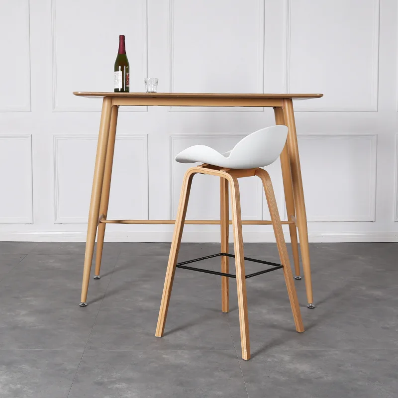 Luxe Nordic Bar Stoelen Moderne Rugleuning Minimalistische Voetsteun Partij Massief Houten Frame Poten Fauteuil Stoelen Hoge Sedie Meubels