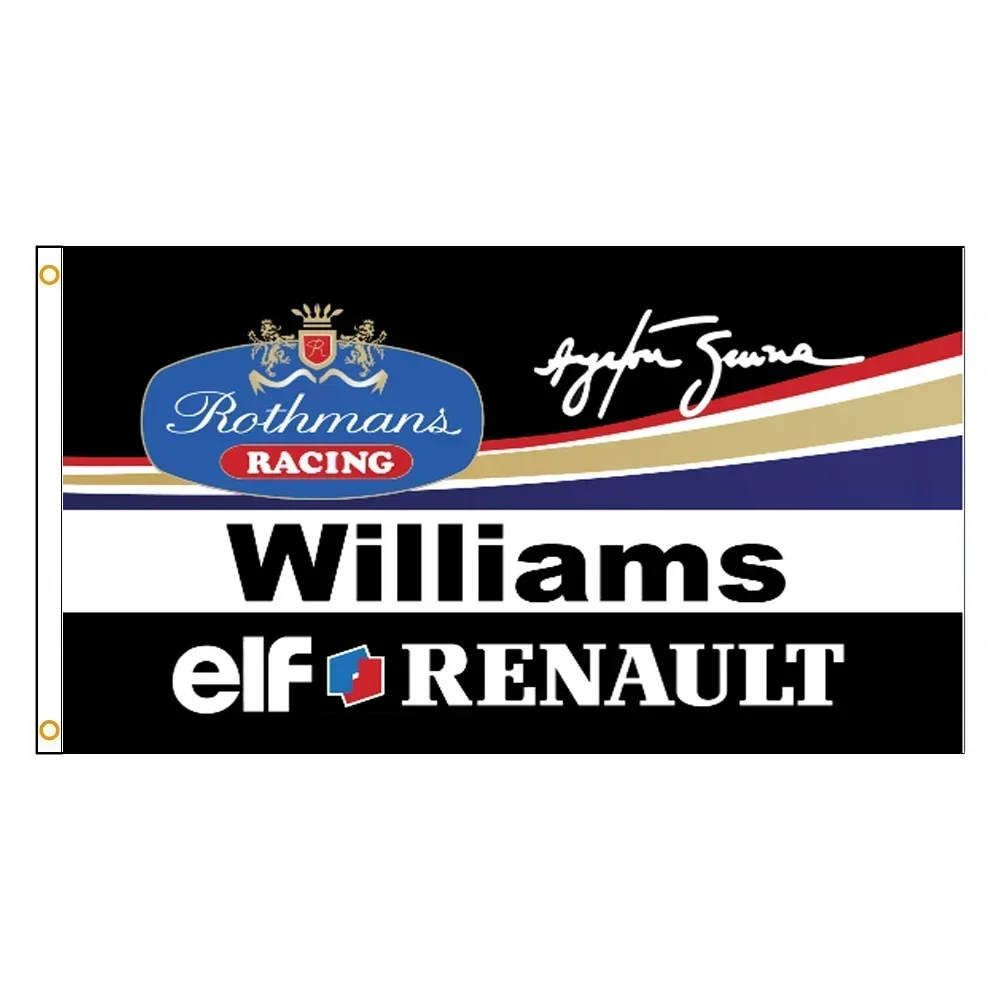 90X150cm 3X5ft Flag 90 Ayrton Senna Inspired Williams Renault Rothmans Signature FlagB