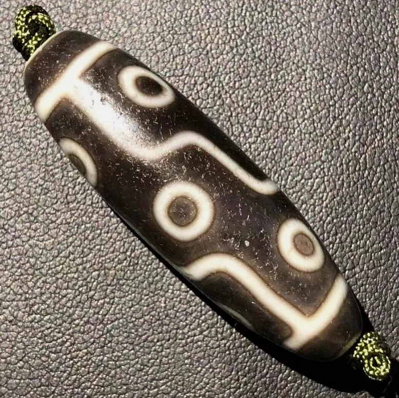 Unique Magic Power Tibetan Old Agate 9Eye Totem dZi Bead 12.7*40mm
