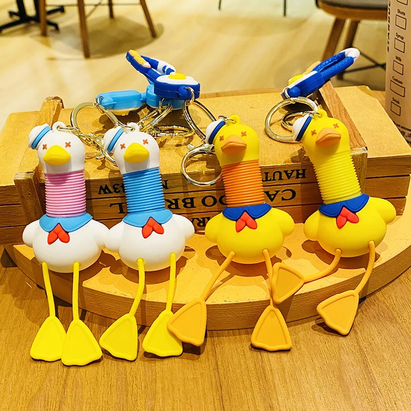 Creative Sailor Retractable Neck Duck Key Chain Cute Animal Red
